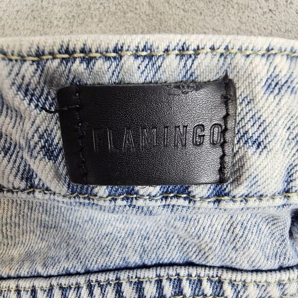 Flamingo Jeans M 28x32 Acid Wash Distressed Destroyed Flared Button Fly Grunge - Picture 13 of 14